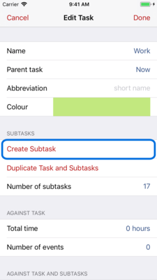 Showing how to create a subtask